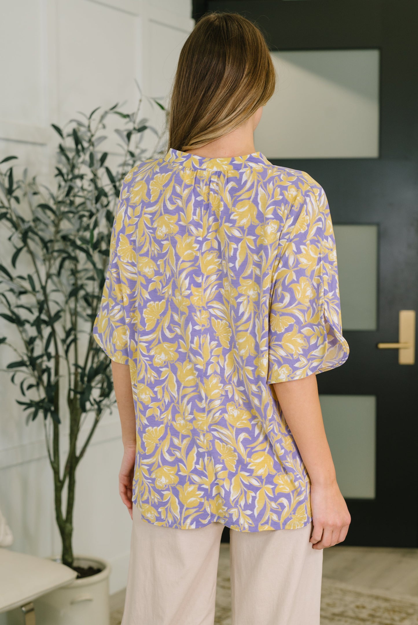 Weekend Colorburst Top in Purple Floral