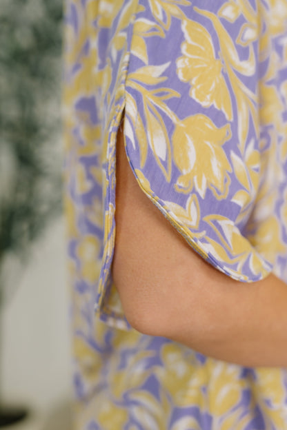 Weekend Colorburst Top in Purple Floral