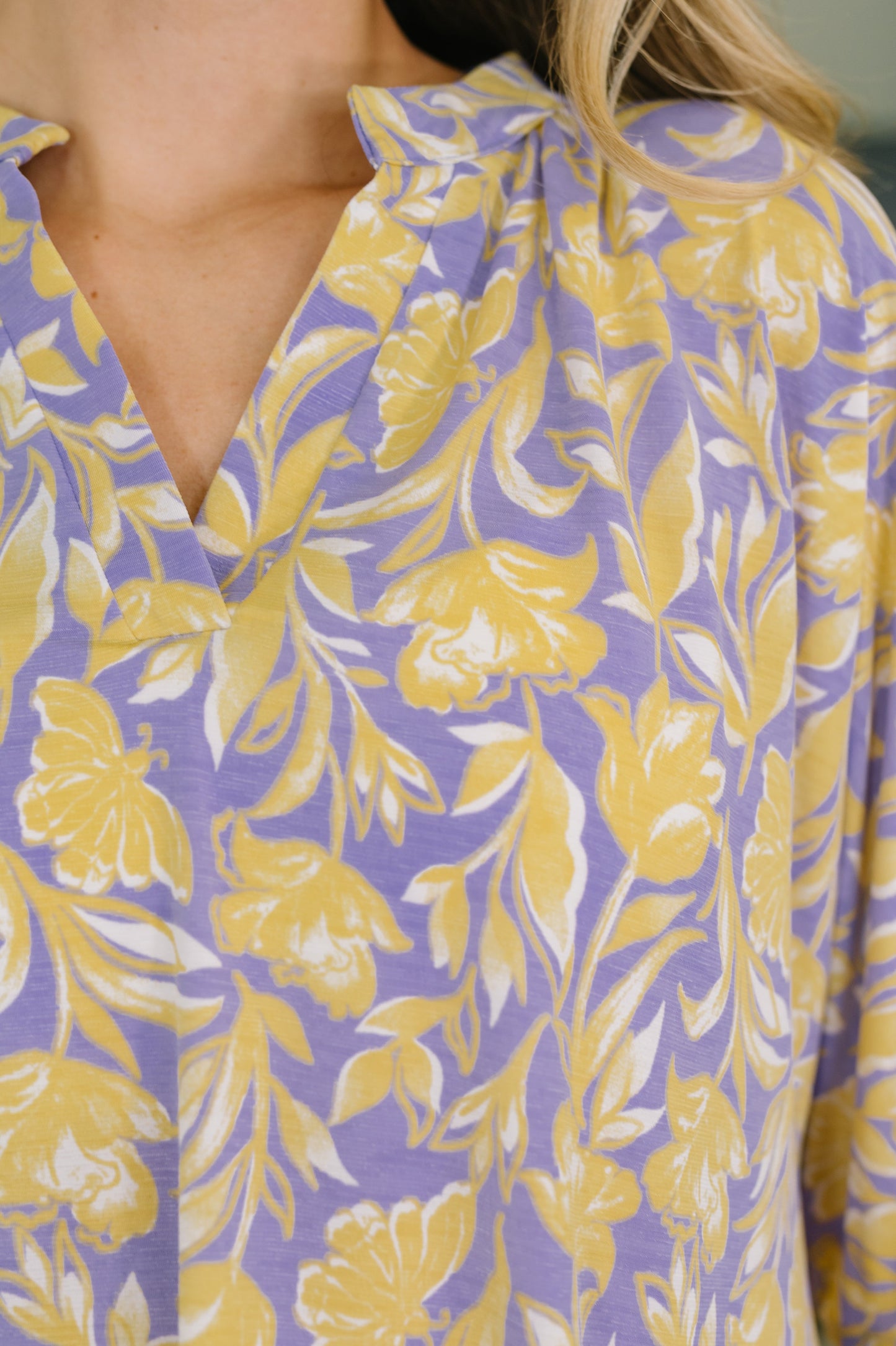 Weekend Colorburst Top in Purple Floral