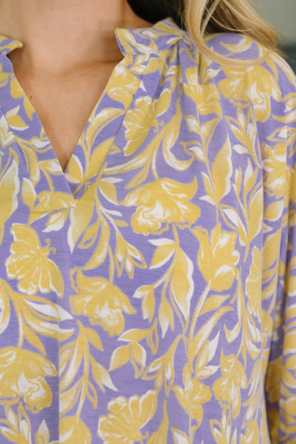 Weekend Colorburst Top in Purple Floral