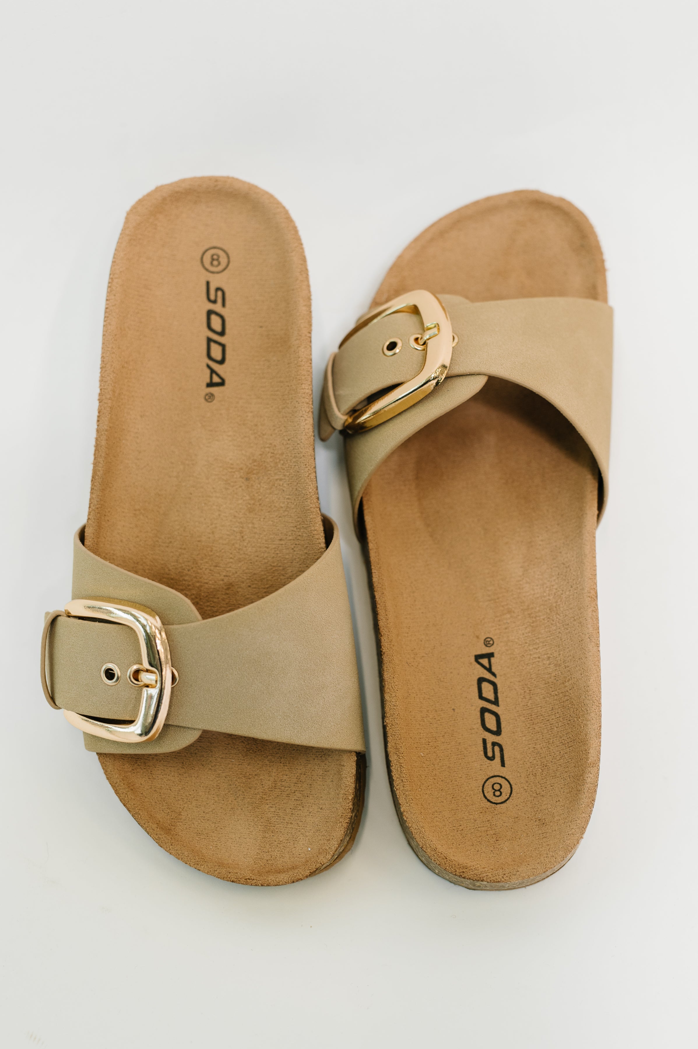 Taupe Buckle Strap Sandals