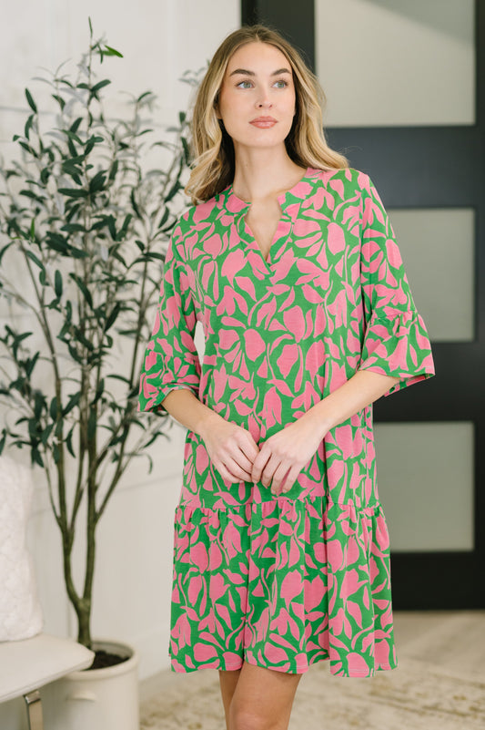 Sunday Colorburst Dress in Emerald Abstract Floral