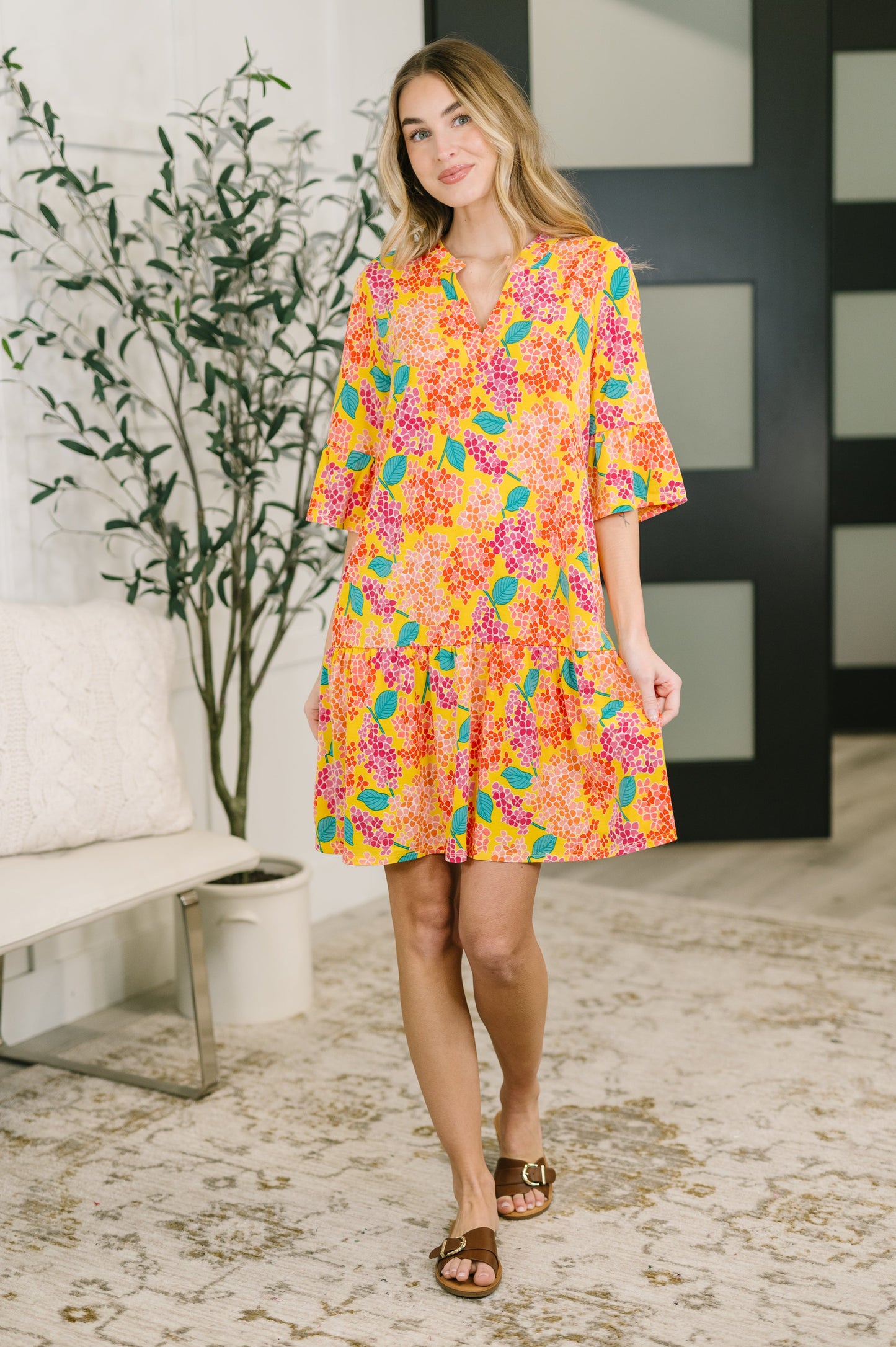 Sunday Colorburst Dress in Leaf Multi Floral