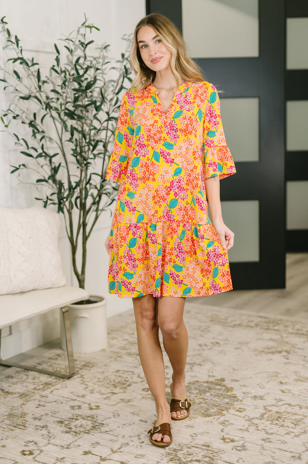 Leaf Bloom Tiered Dress