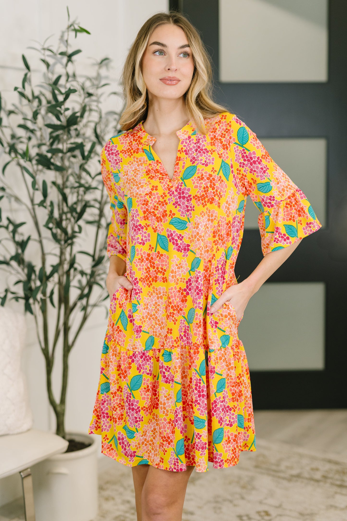 Sunday Colorburst Dress in Leaf Multi Floral