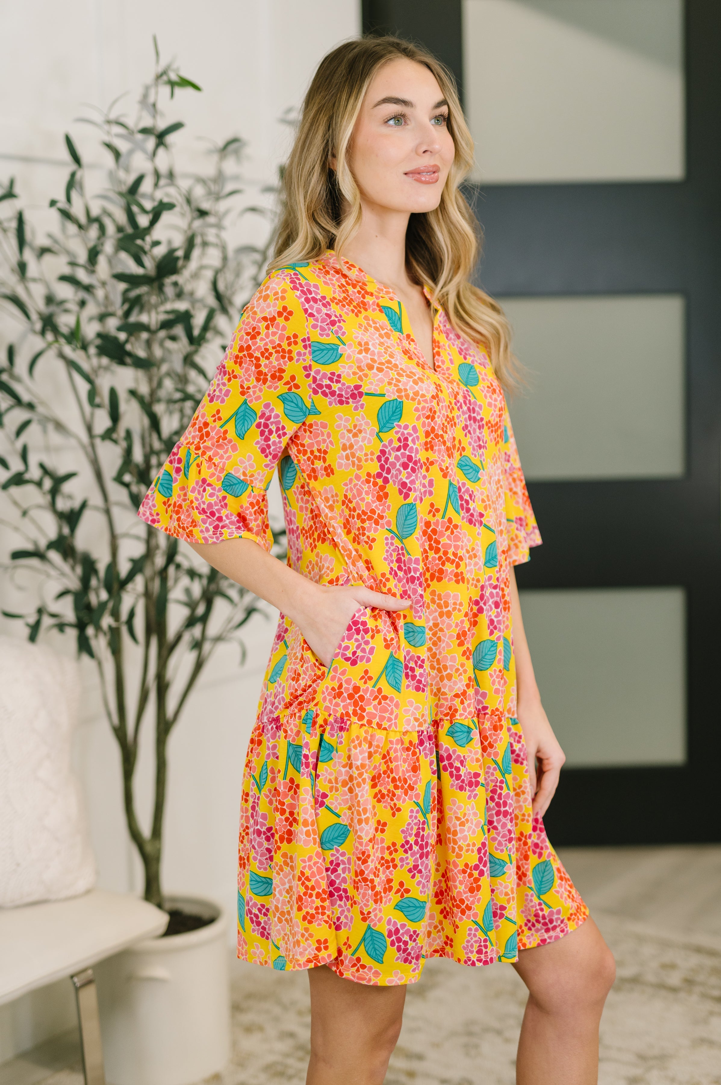 Leaf Bloom Tiered Dress