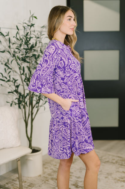 Sunday Colorburst Dress in Purple Paisley