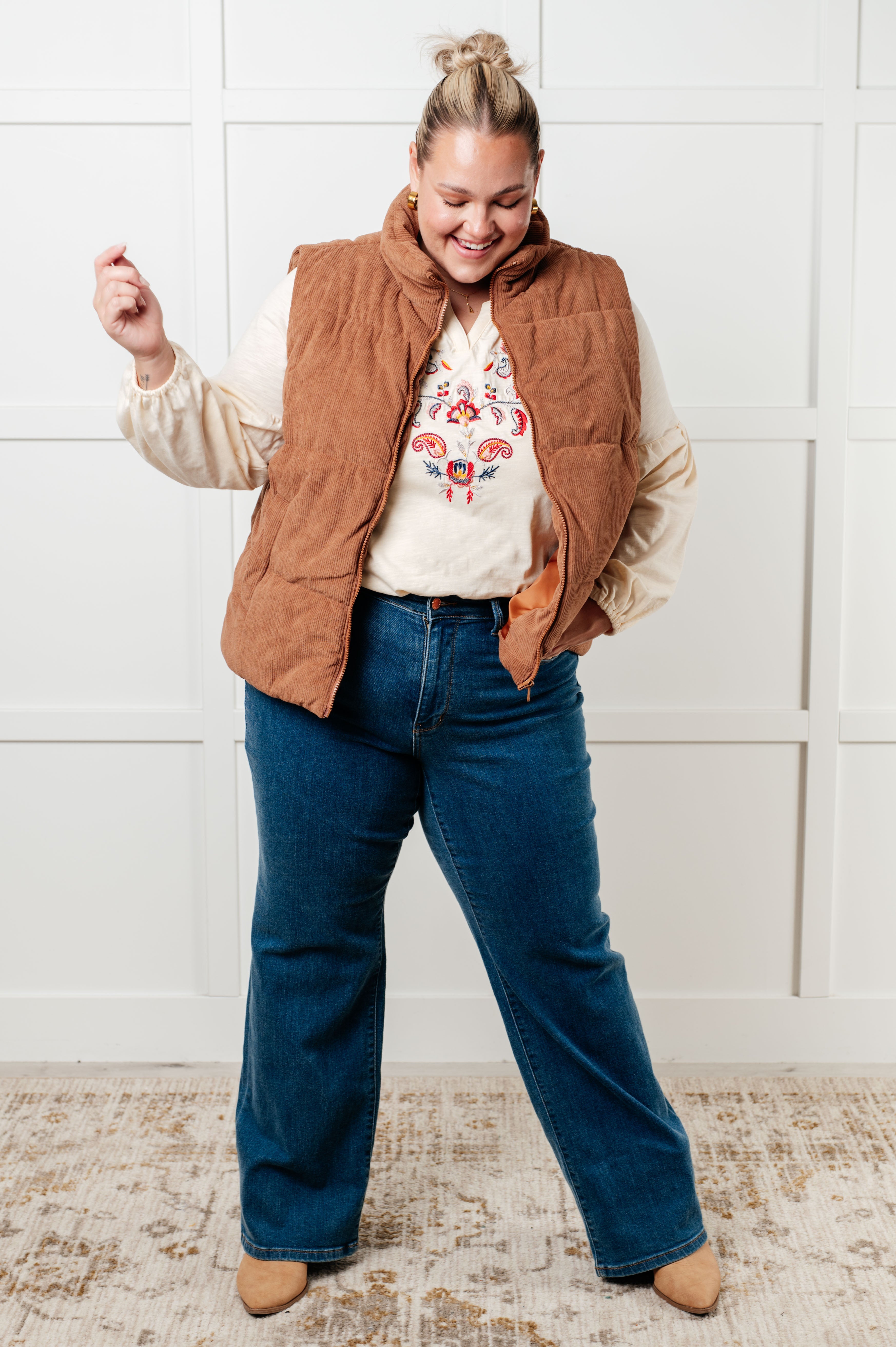 Wildflower Embroidered Bishop Sleeve Blouse