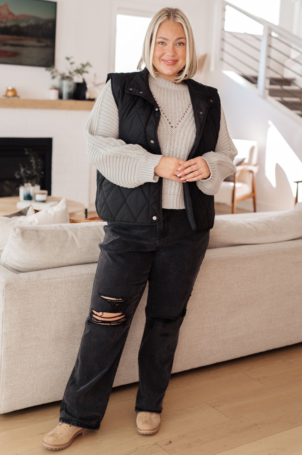 Woven Whimsy Balloon Sleeve Sweater