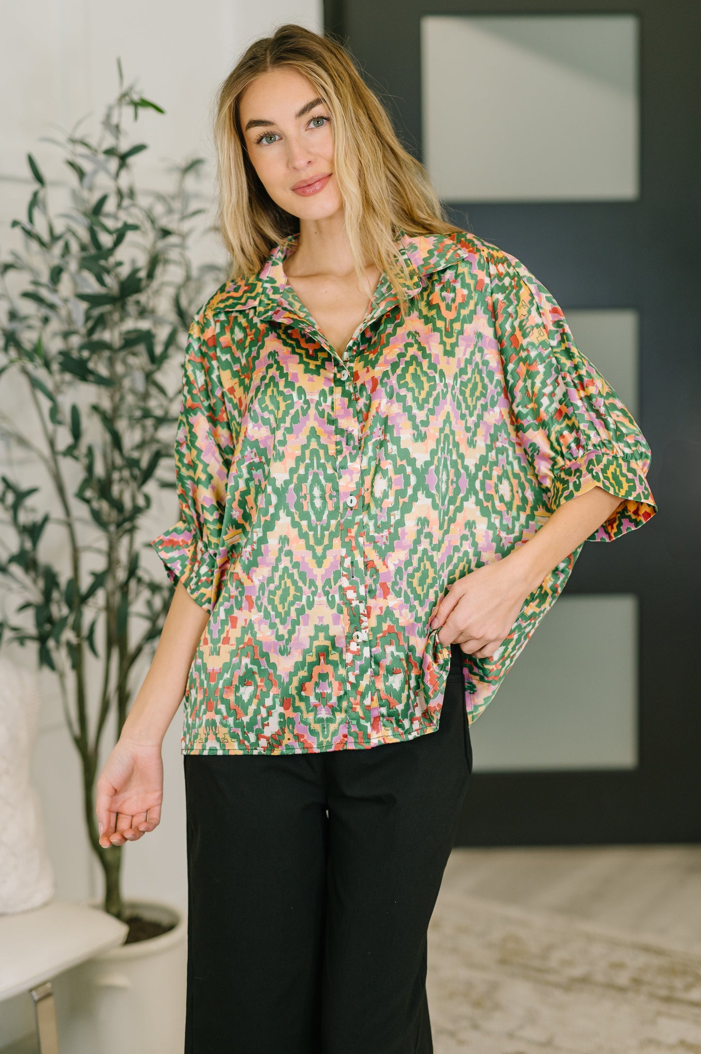 Satin Button Up Blouse