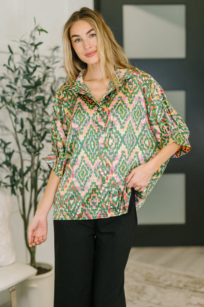 Satin Button Up Blouse