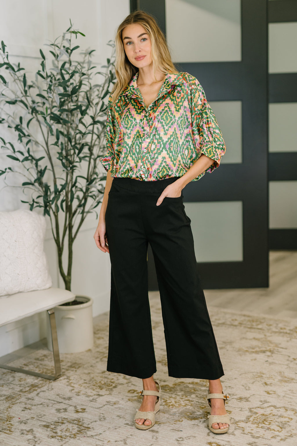 Satin Button Up Blouse