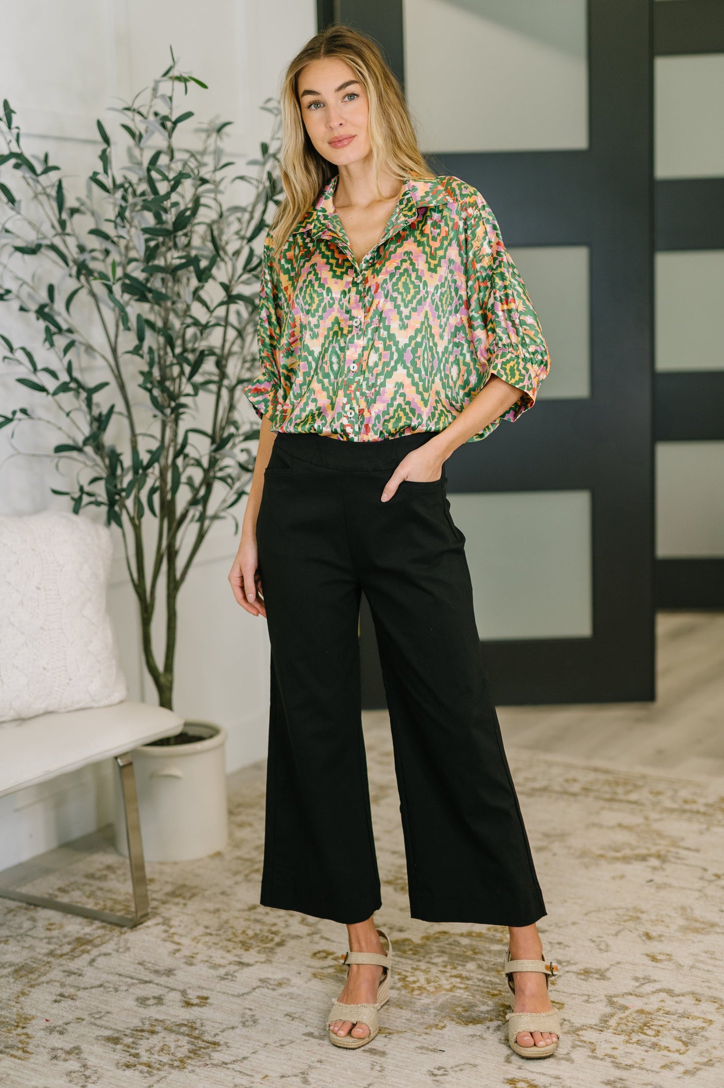 Satin Button Up Blouse