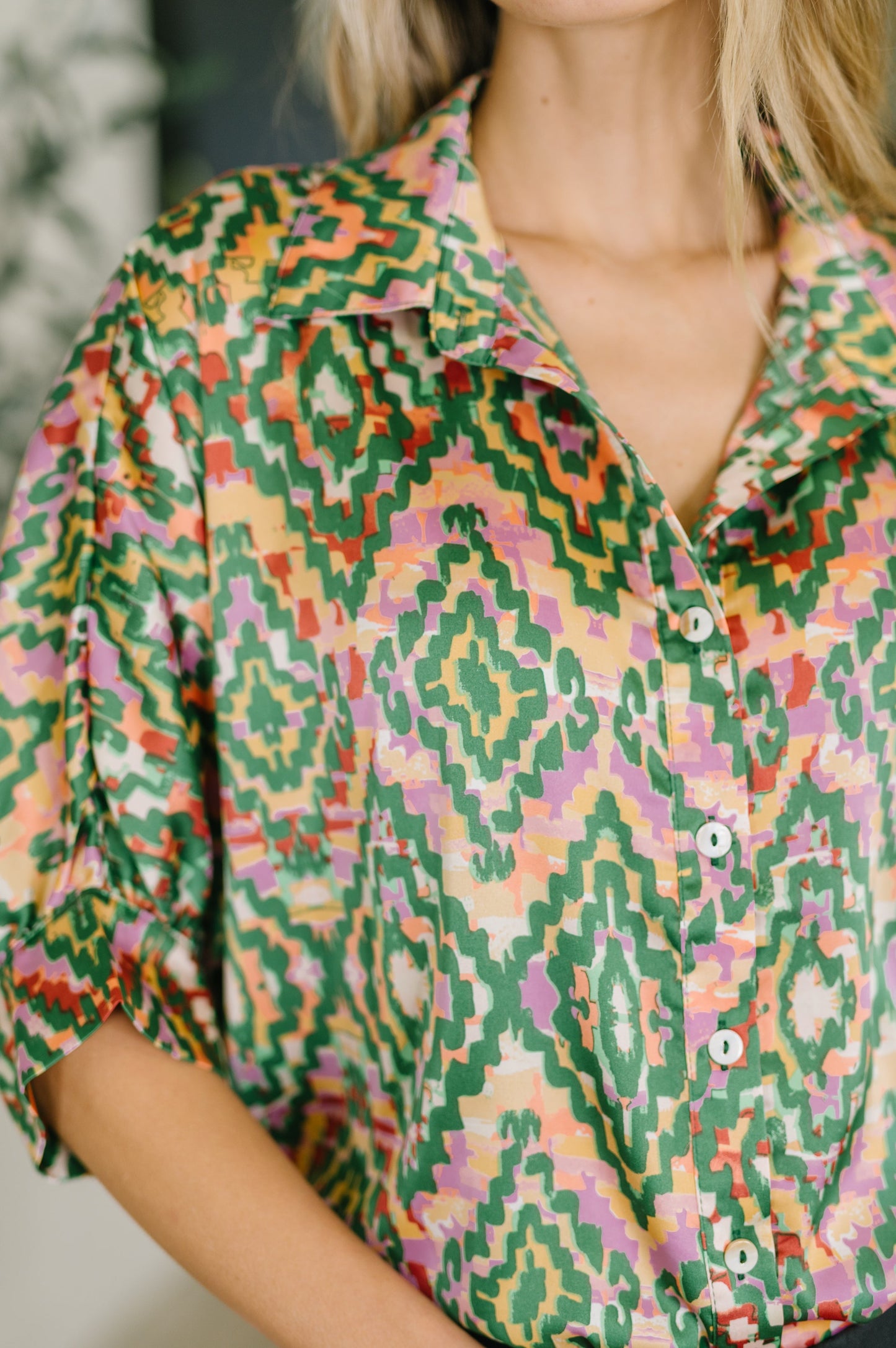 Satin Button Up Blouse