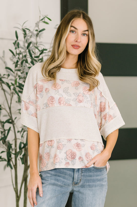 Relaxed Color Block Ribbed Top