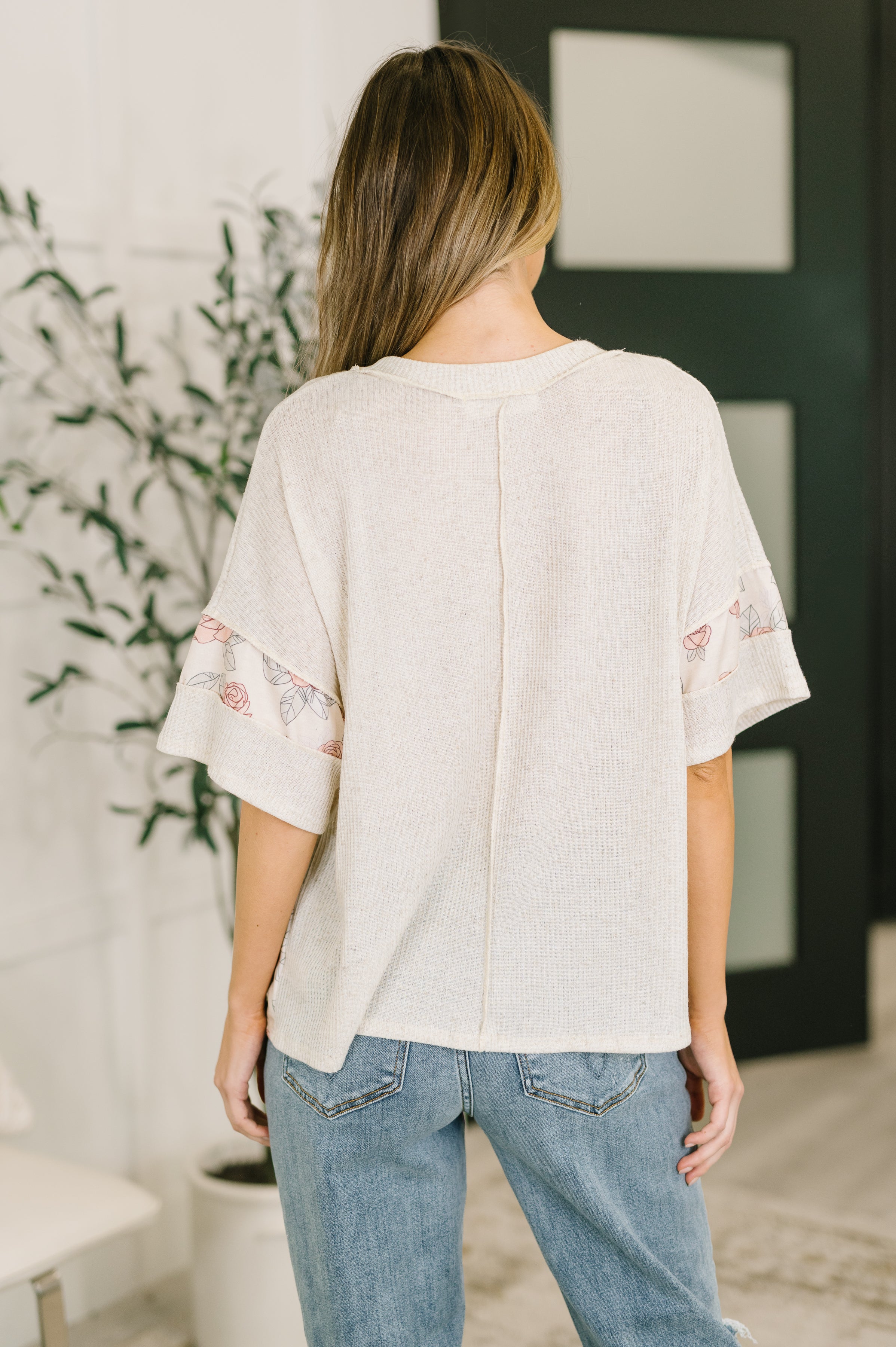 Relaxed Color Block Ribbed Top