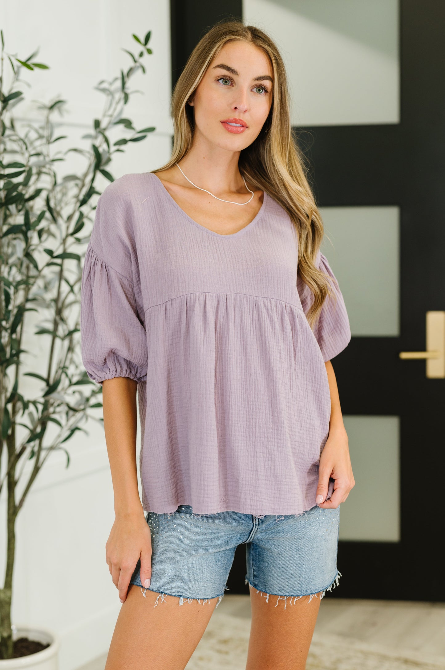 Pleasantly Perfect Cotton Gauze Peasant Blouse
