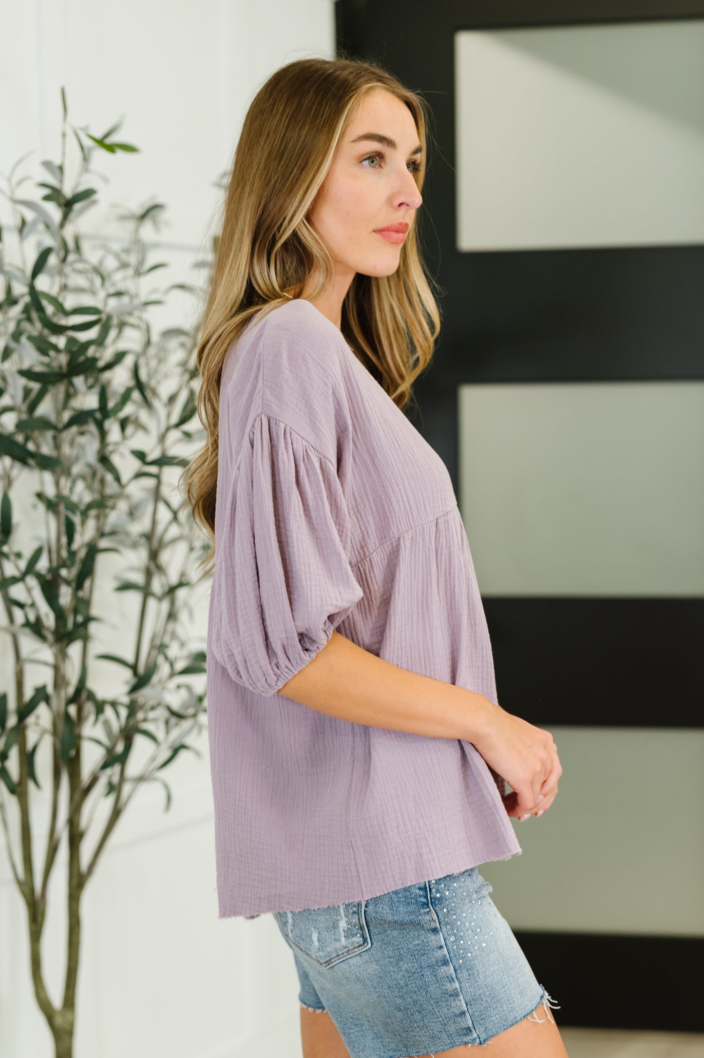 Pleasantly Perfect Cotton Gauze Peasant Blouse