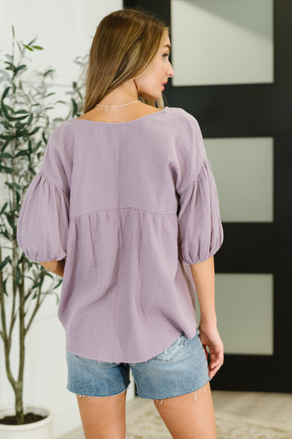 Pleasantly Perfect Cotton Gauze Peasant Blouse