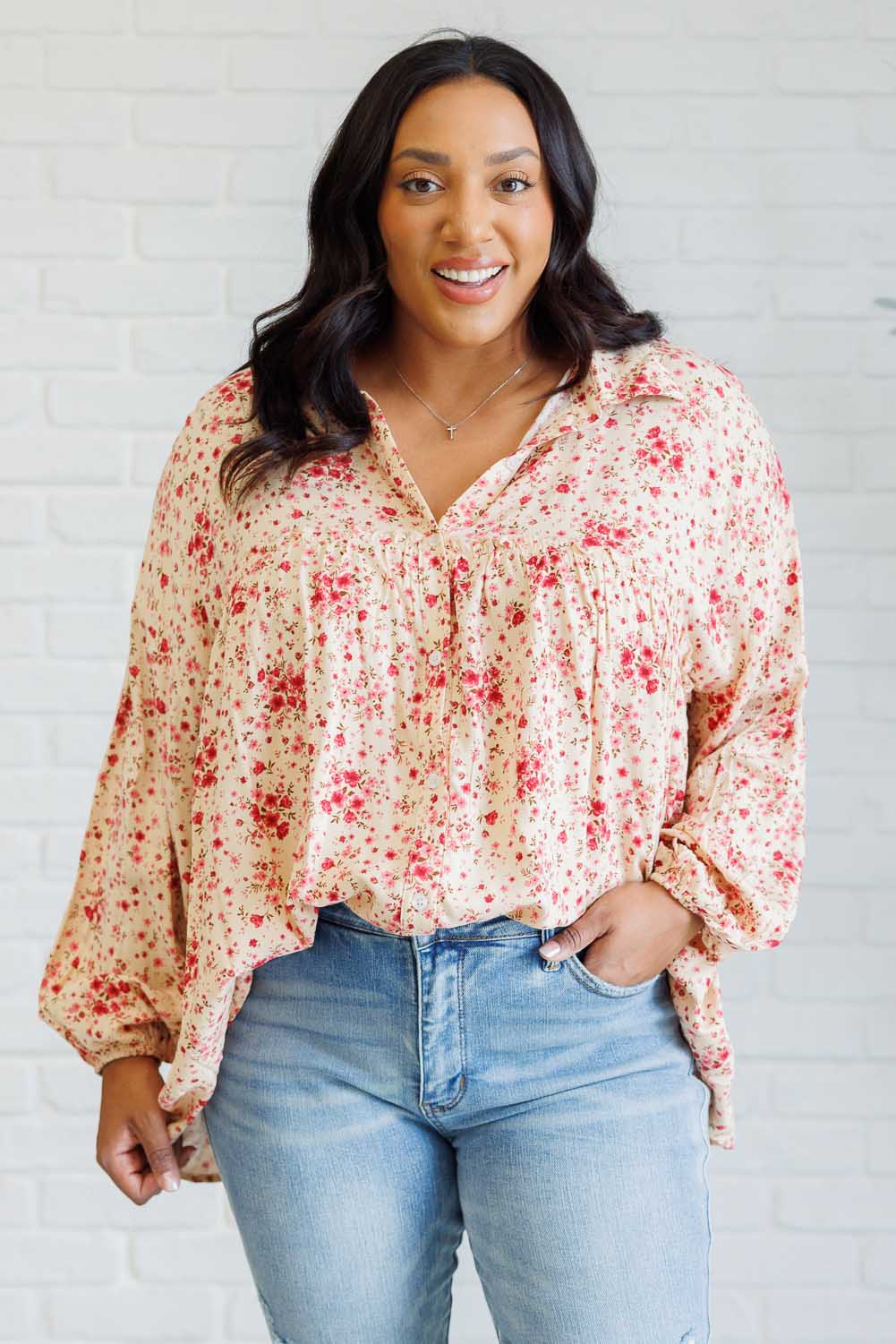 Sweet Simplicity Ruffle Button Down Blouse