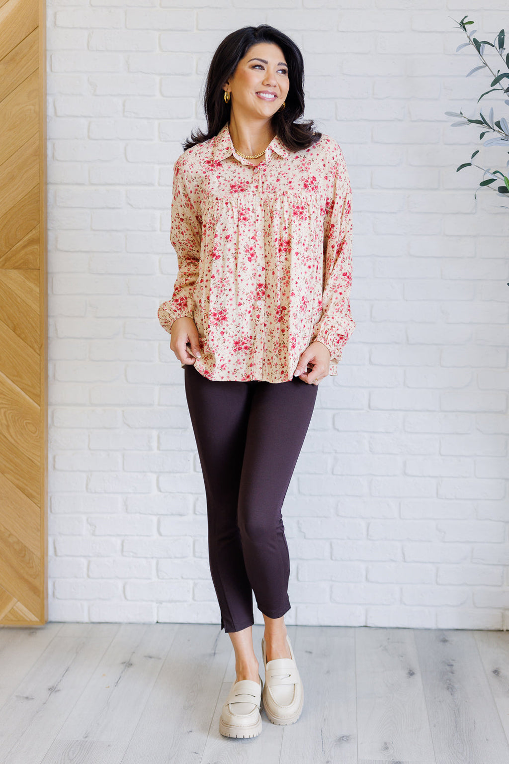 Sweet Simplicity Ruffle Button Down Blouse