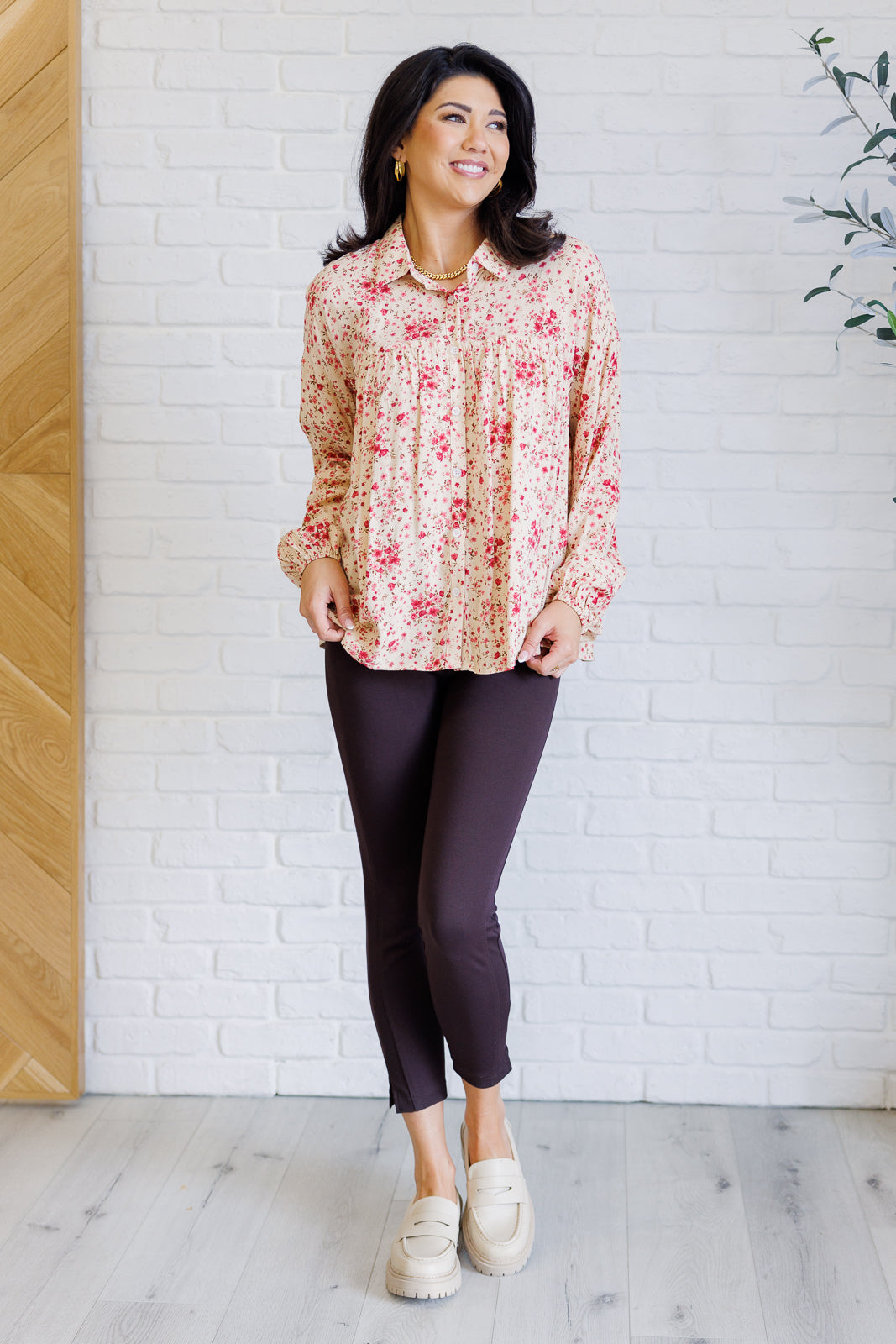 Sweet Simplicity Ruffle Button Down Blouse