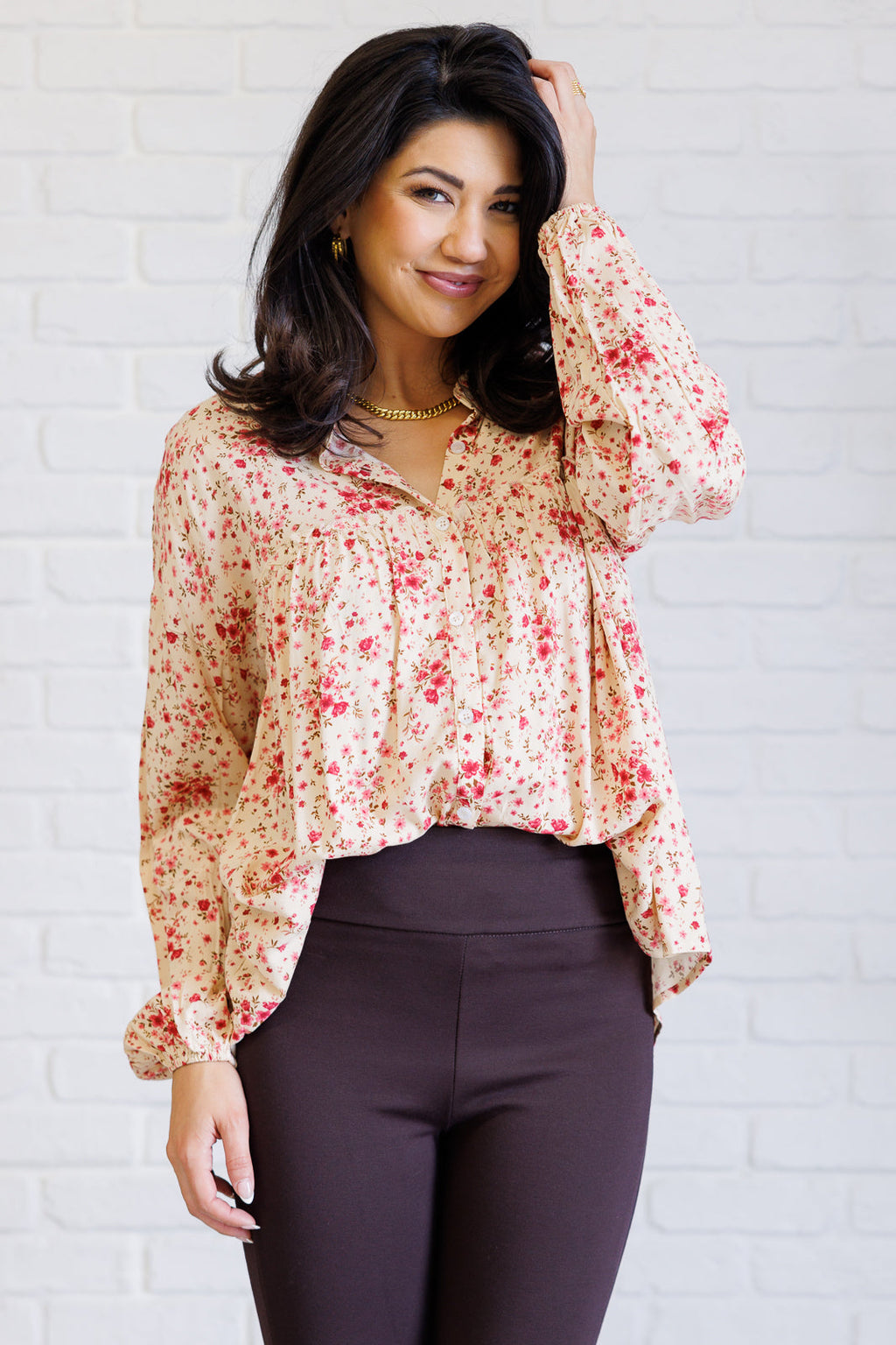 Sweet Simplicity Ruffle Button Down Blouse