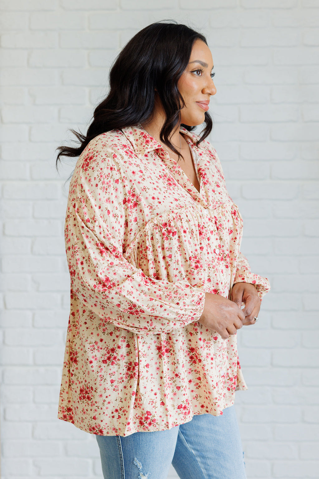 Sweet Simplicity Ruffle Button Down Blouse