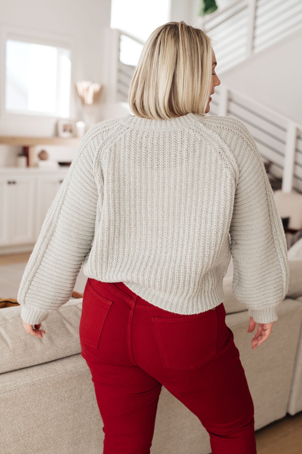 Woven Whimsy Balloon Sleeve Sweater