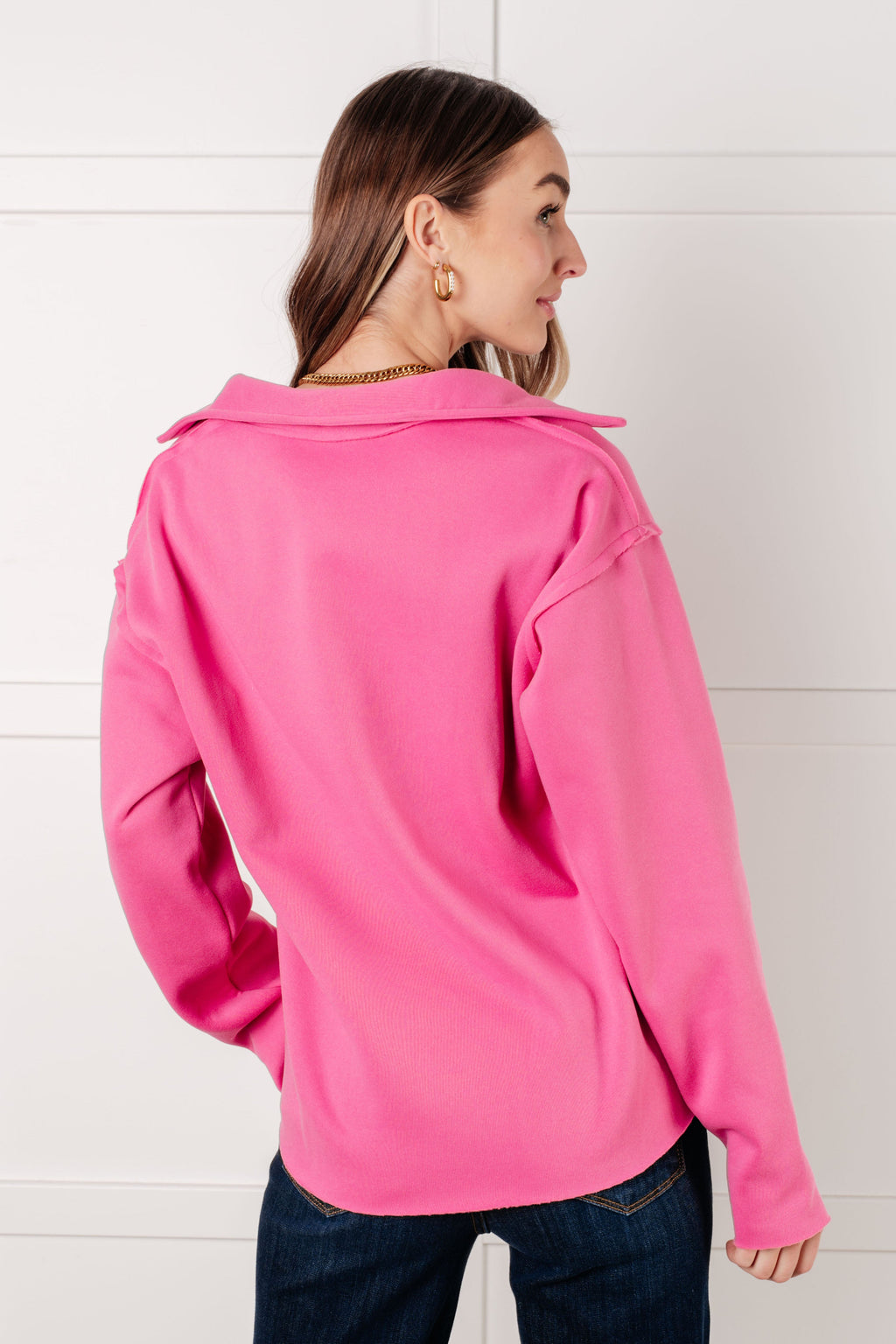 Pretty in Pink Collared Pullover