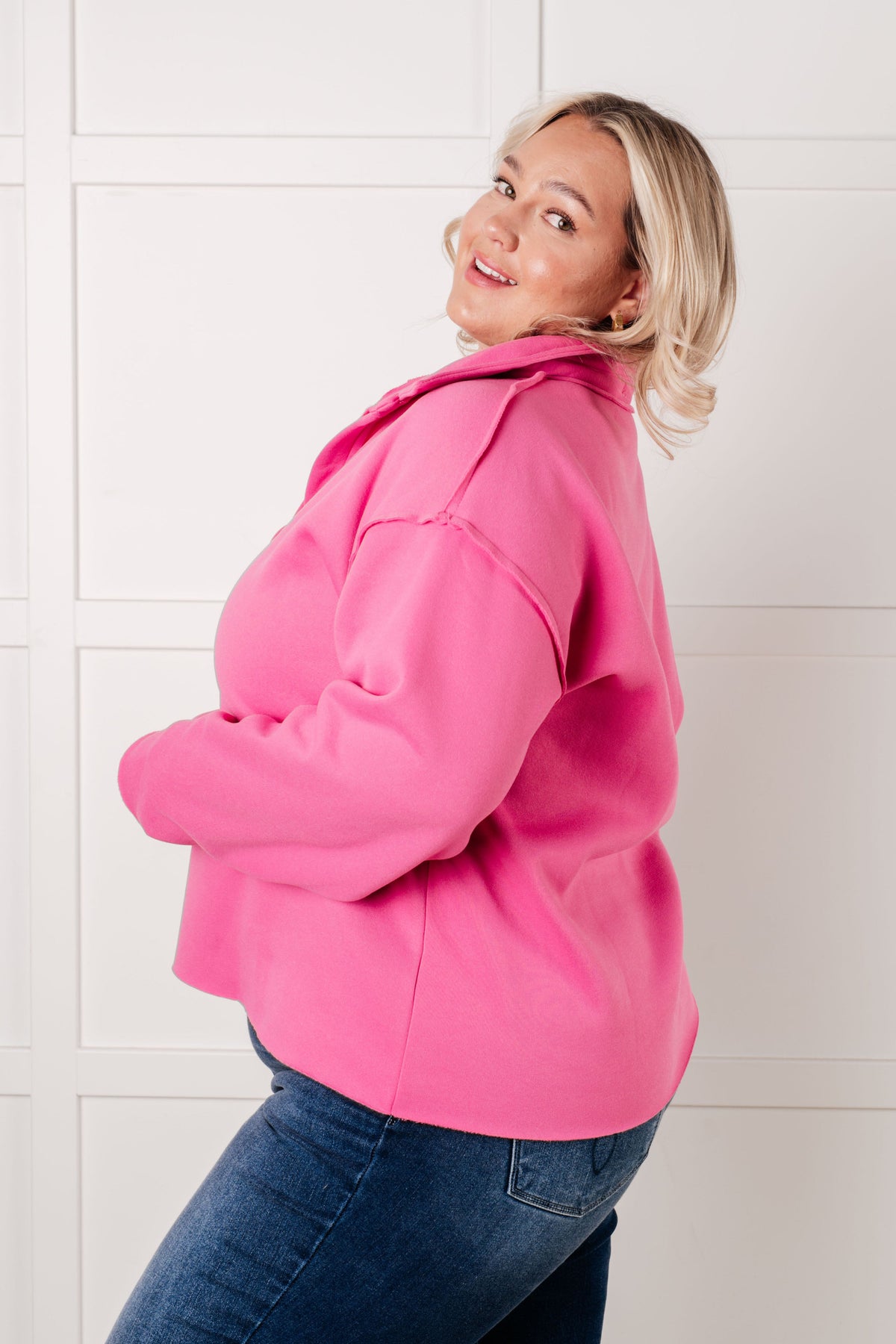 Pretty in Pink Collared Pullover