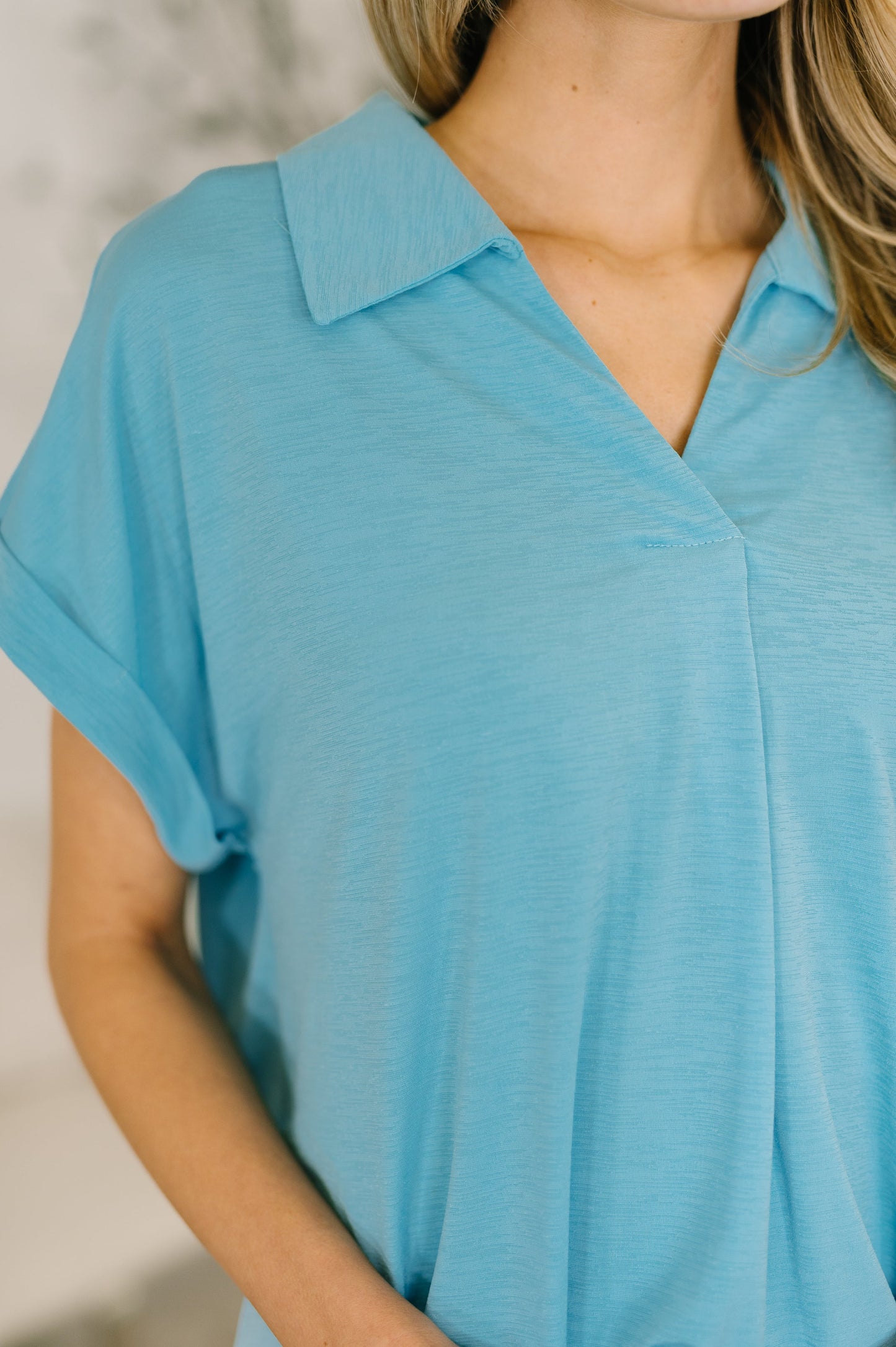 Always Put Together Collared Top in Coastal Blue
