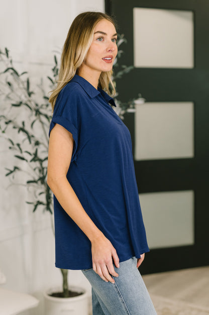 Always Put Together Collared Top in Navy