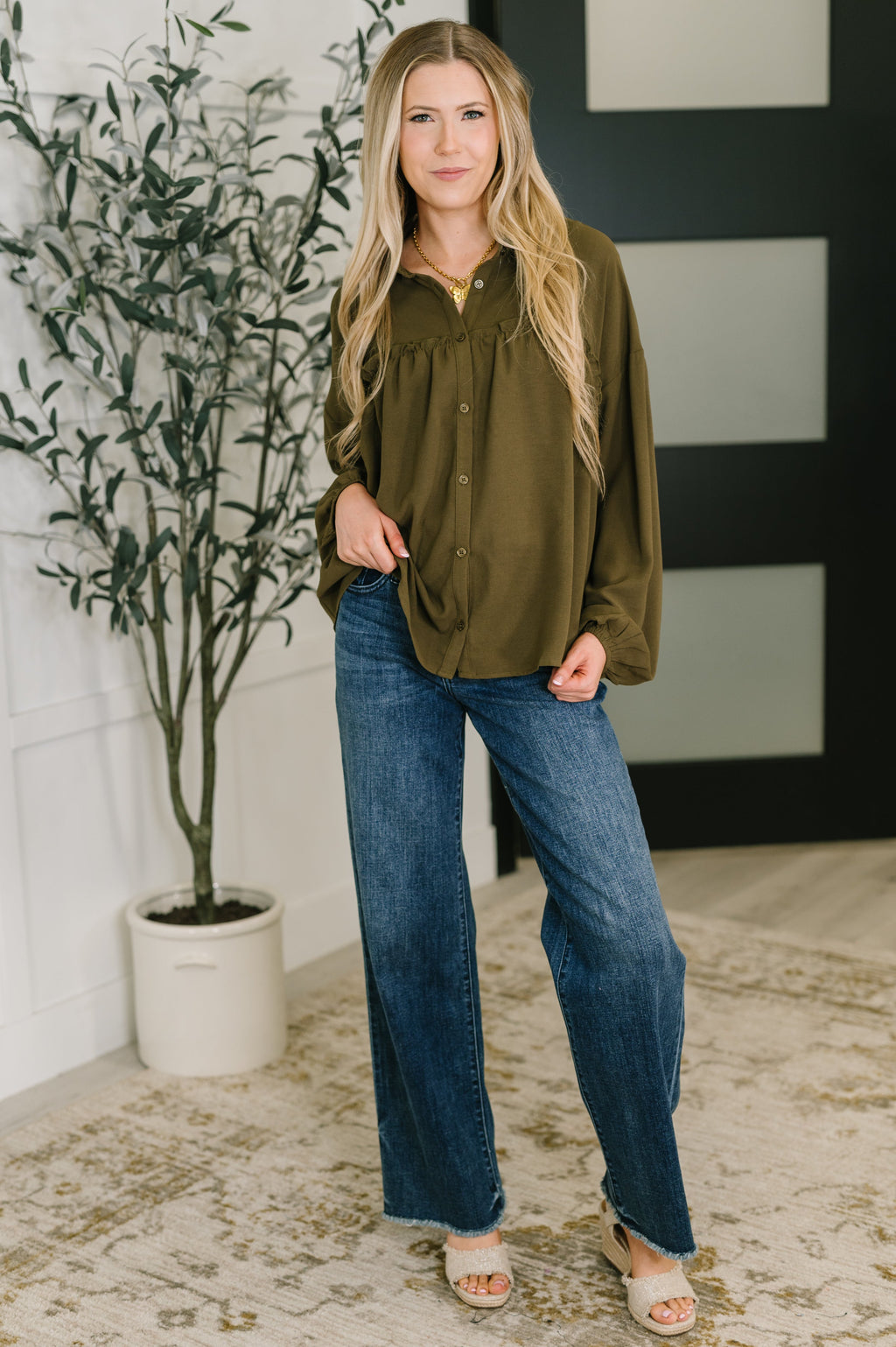 Gathered Grace Button Down Blouse