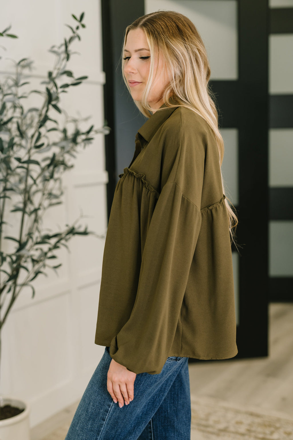 Gathered Grace Button Down Blouse
