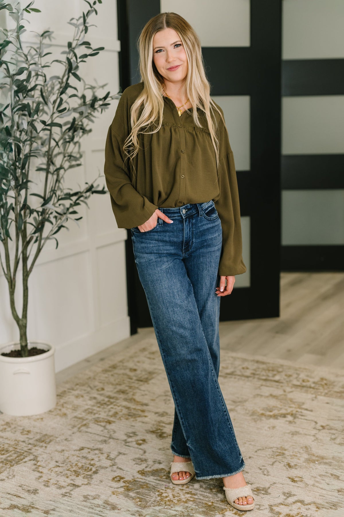 Gathered Grace Button Down Blouse