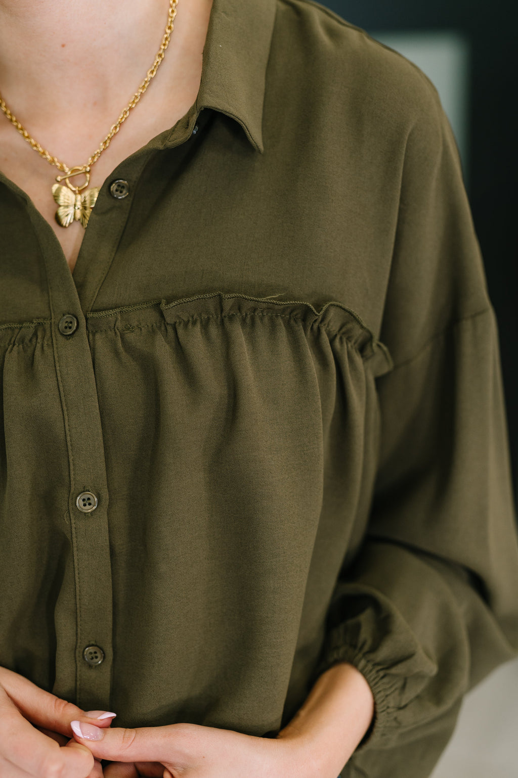 Gathered Grace Button Down Blouse