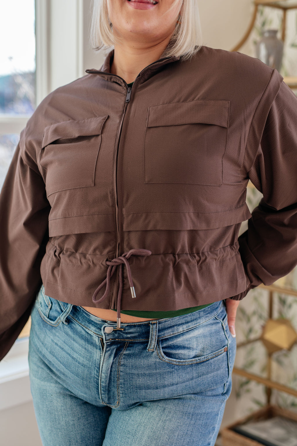 Game Plan Cropped Jacket in Brown