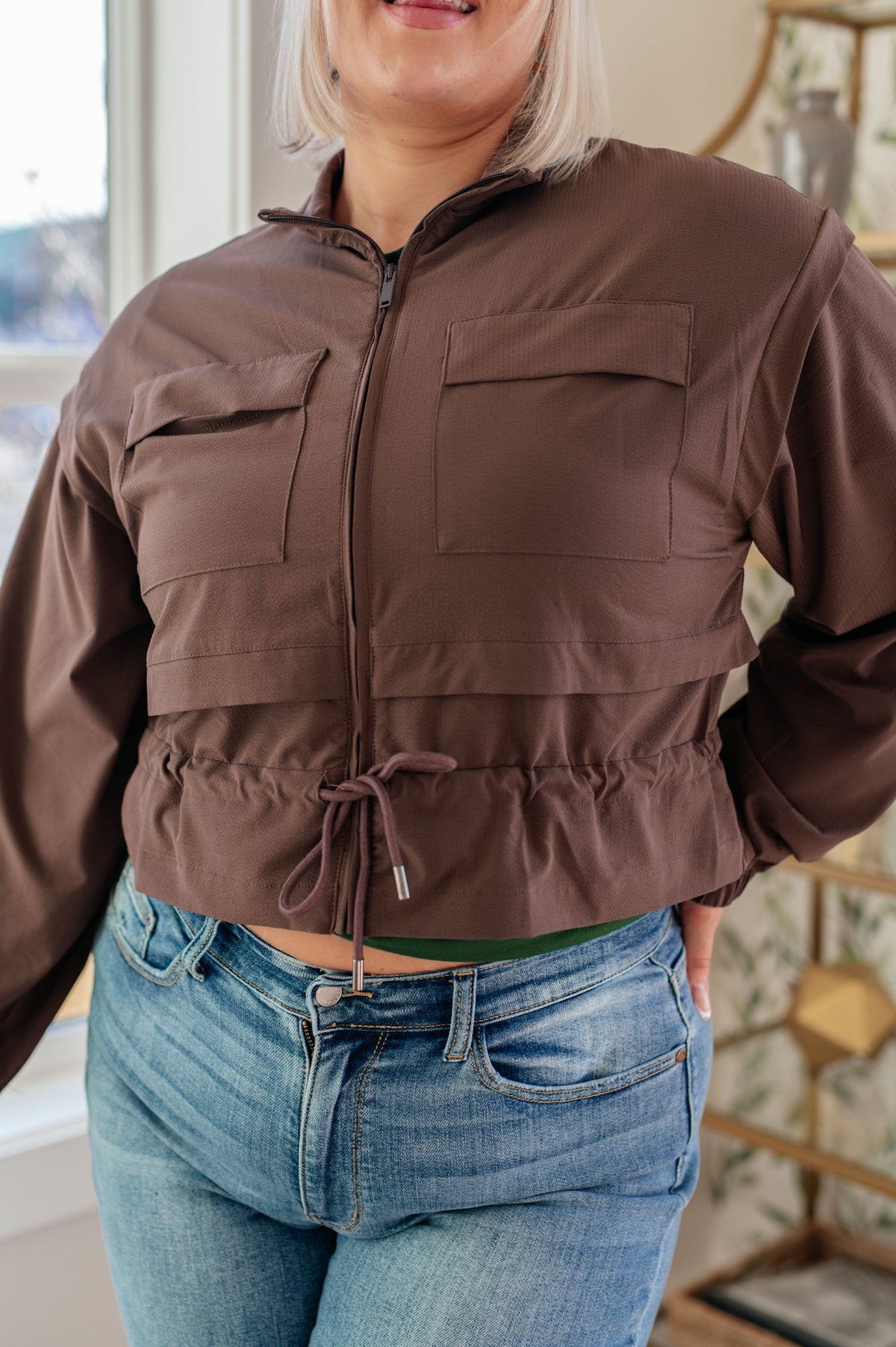 Game Plan Cropped Jacket in Brown