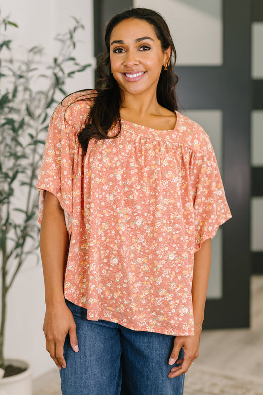 Square Neck Boxy Top with Back Tie in Dusty Rose