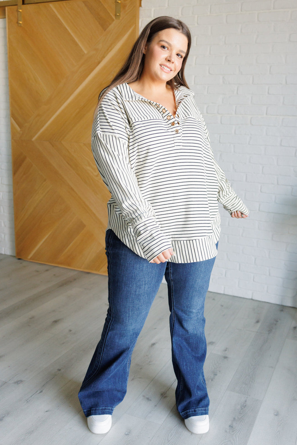 Serendipity Striped Collared Pullover