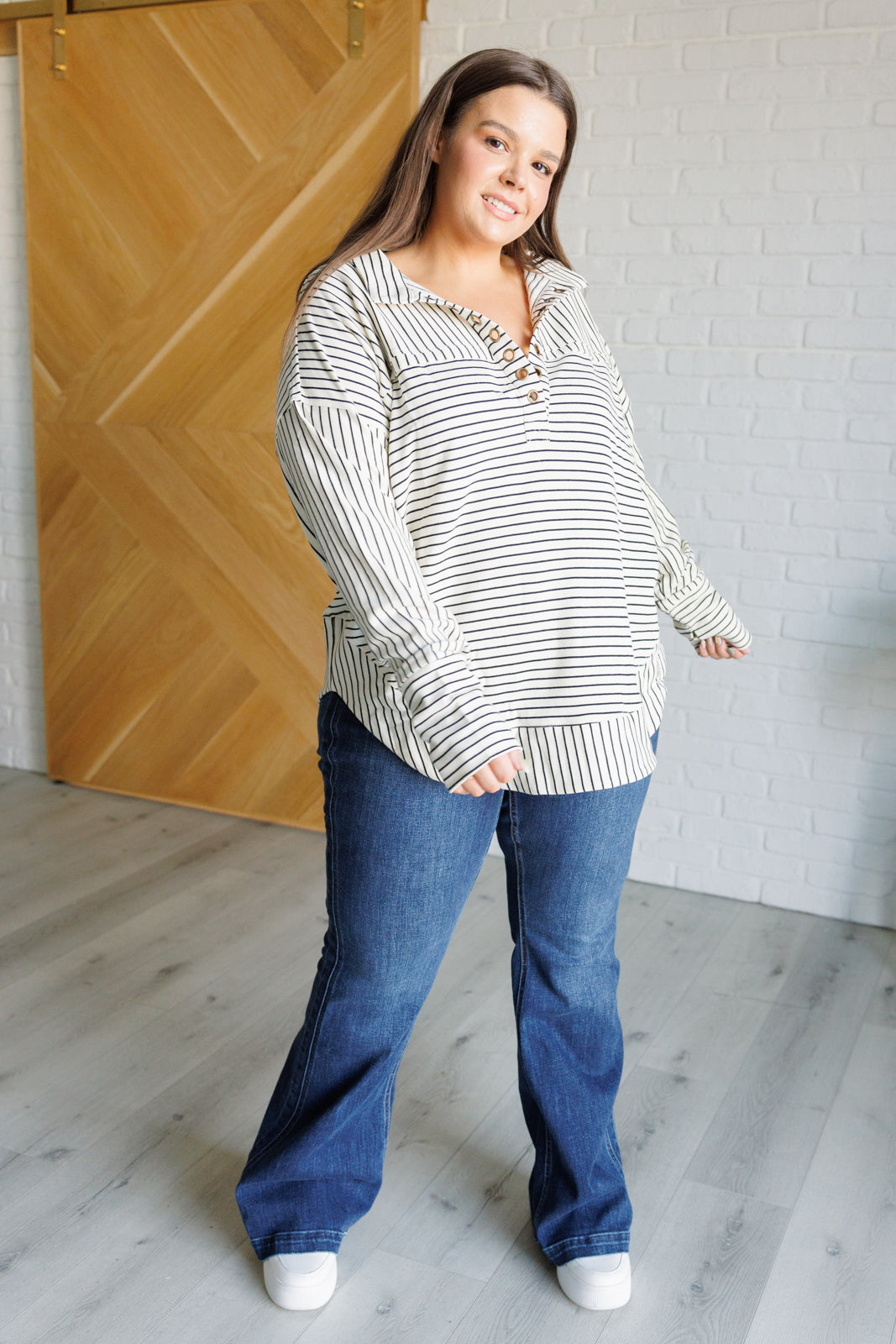 Serendipity Striped Collared Pullover