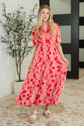 Tiered Button Front Maxi Dress with Dolman Sleeves