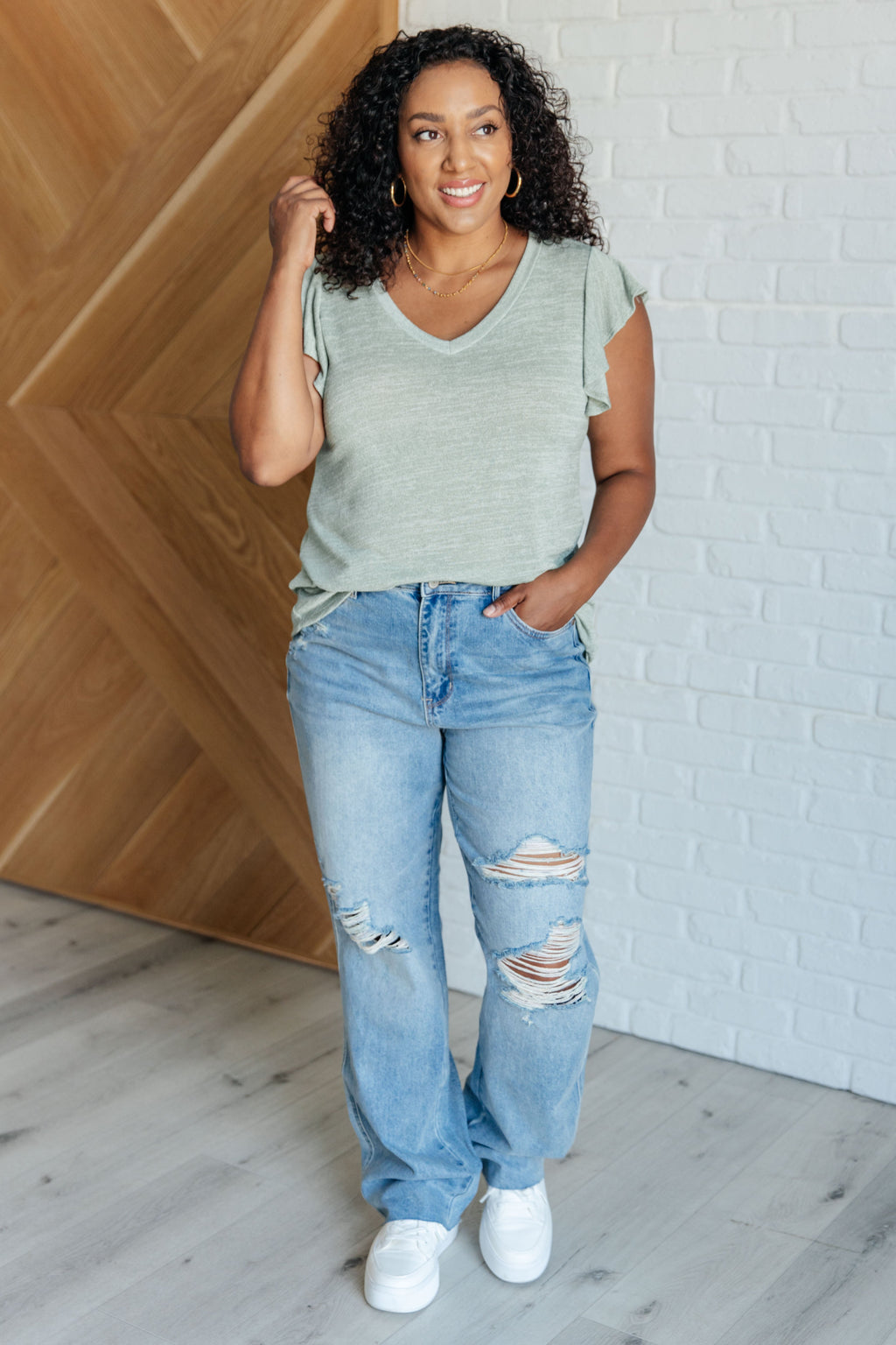 Meadow Sage Flutter Top
