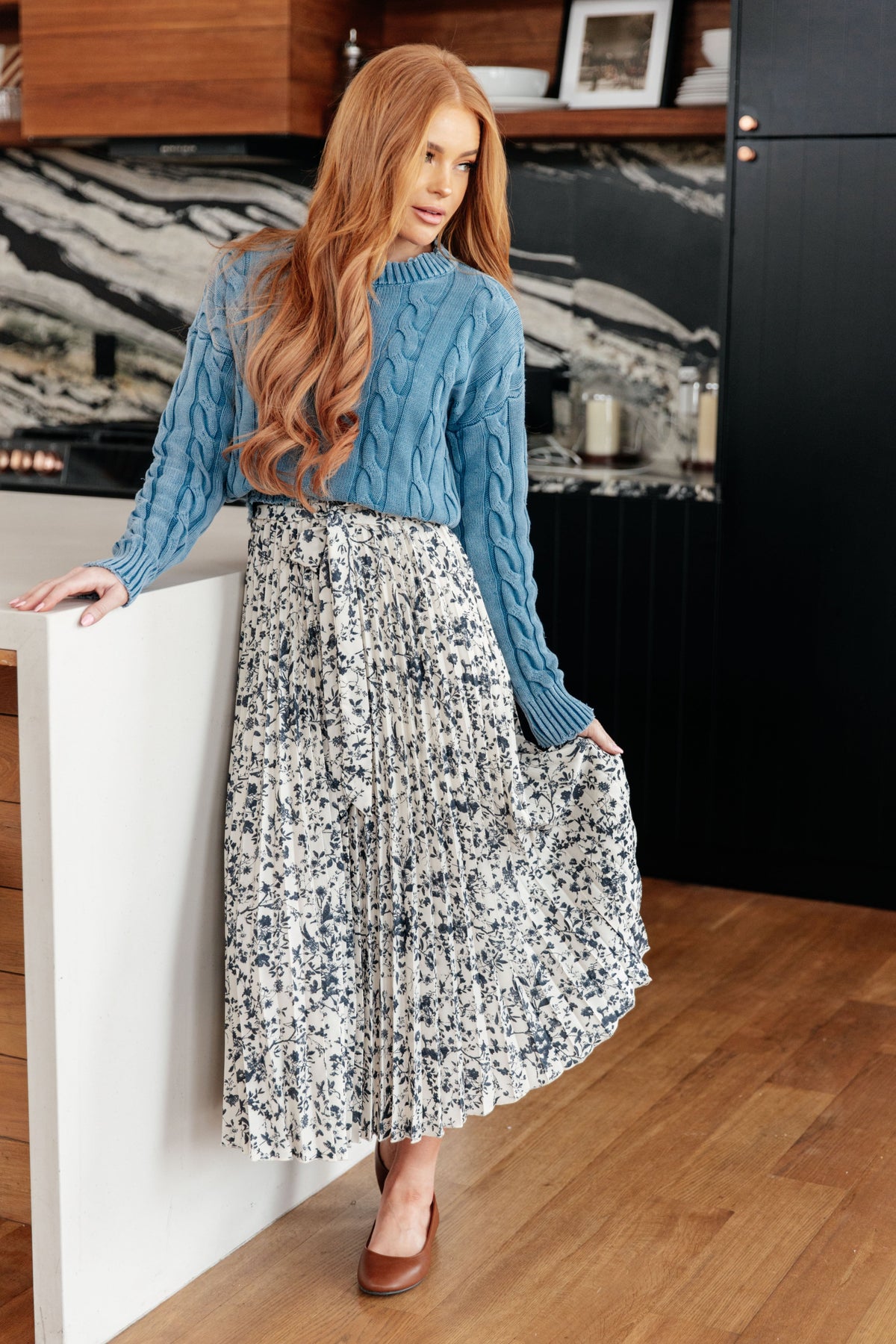 Weathered Charm Cable Knit Sweater