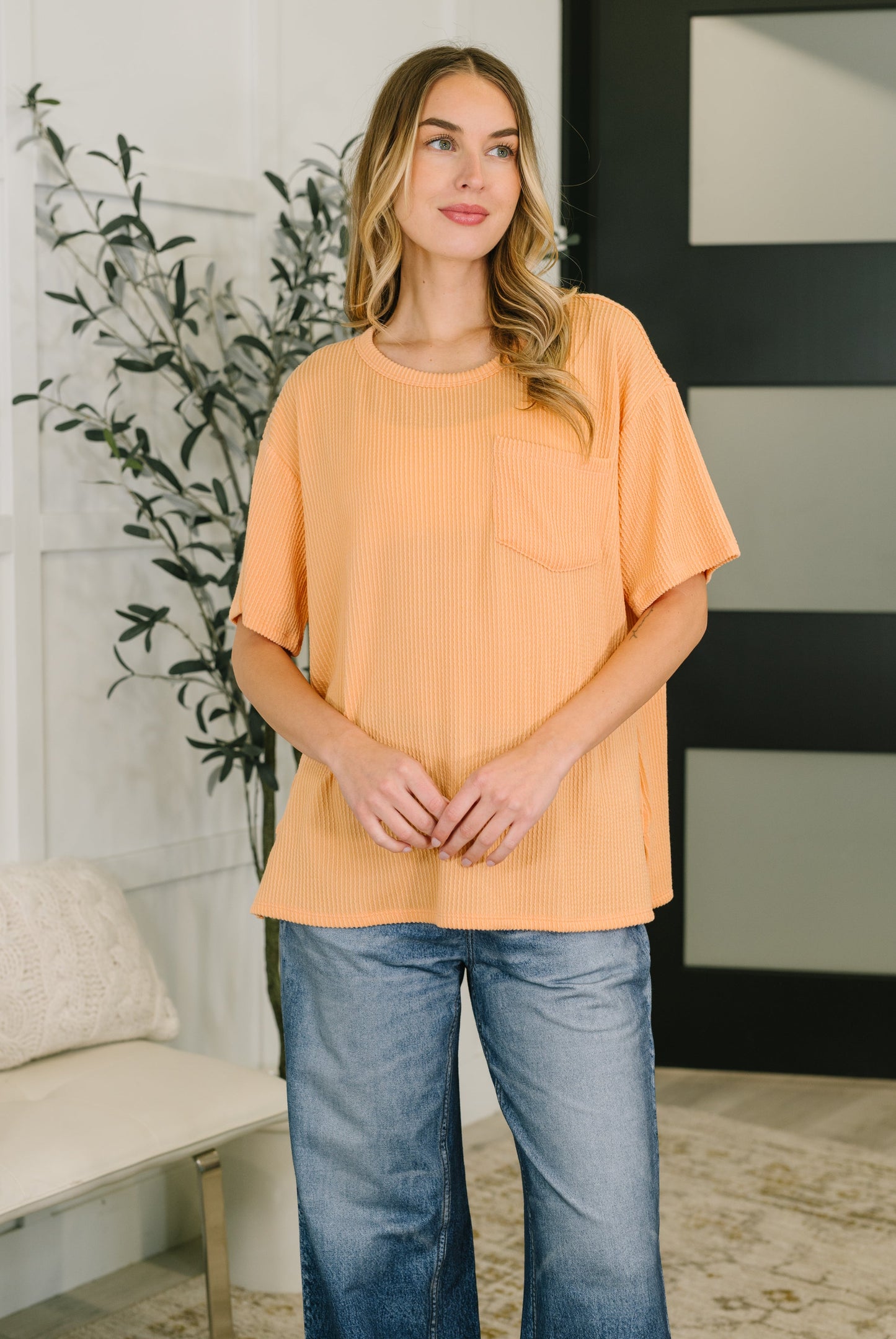 Wear It Well Pocket T-Shirt in Apricot Bliss