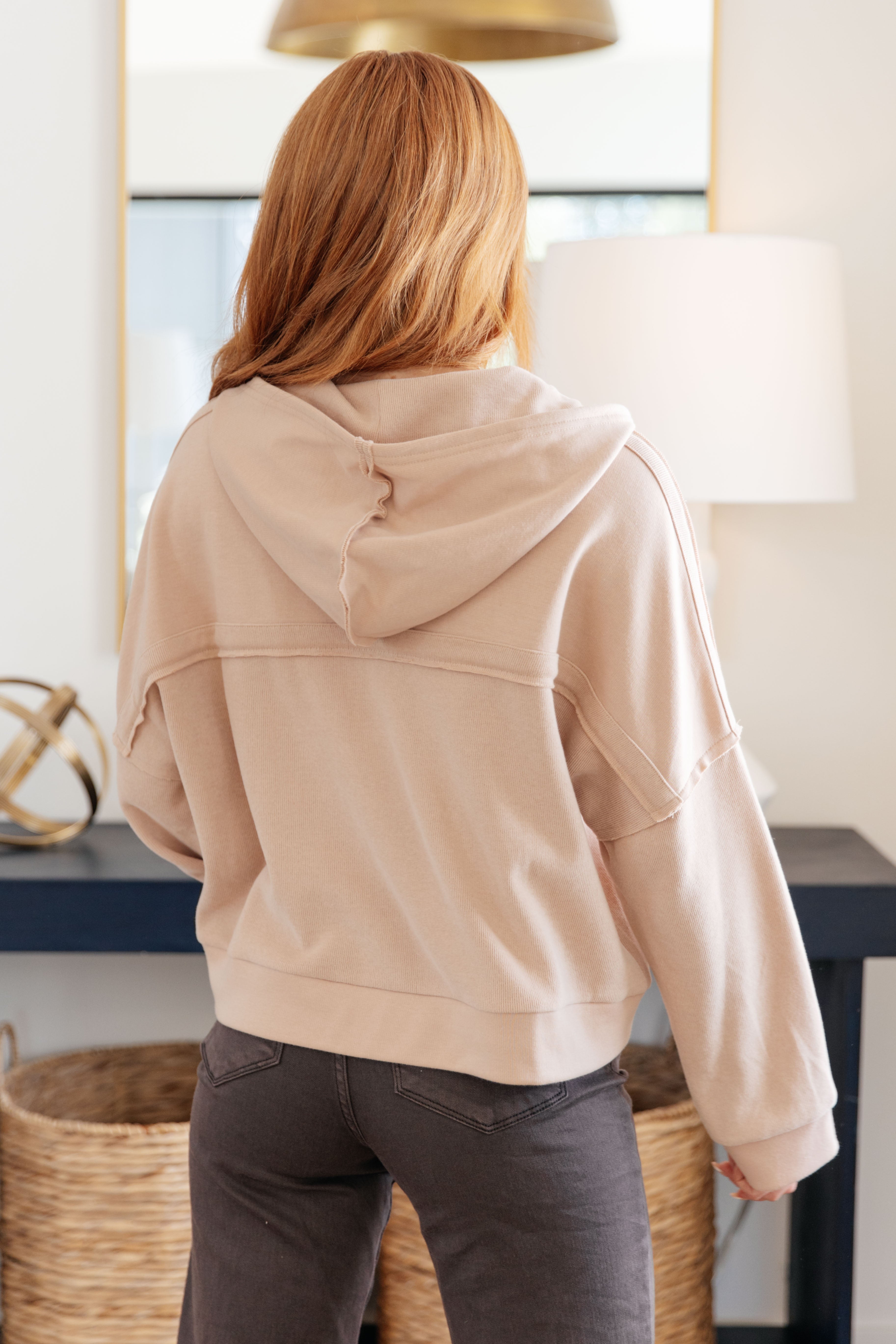 In Good Company Ribbed Hoodie in Beige