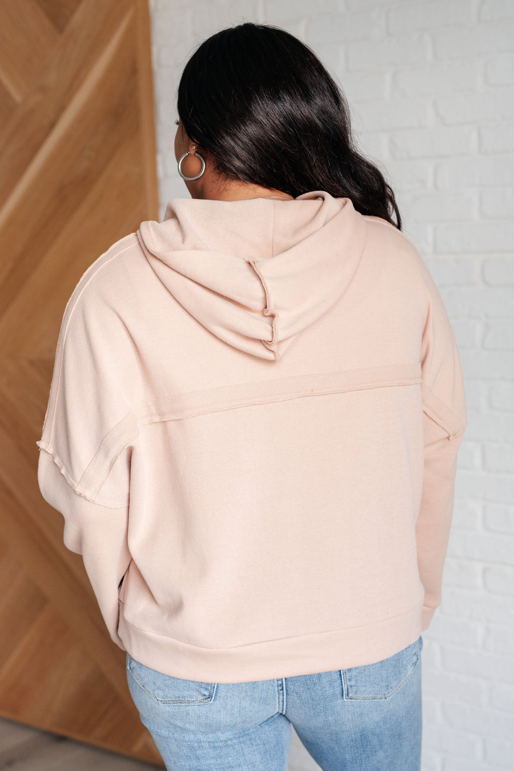 In Good Company Ribbed Hoodie in Beige