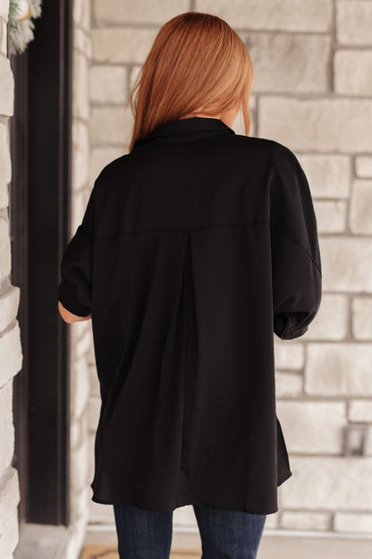 Oversized Puff Sleeve Button Down Shirt