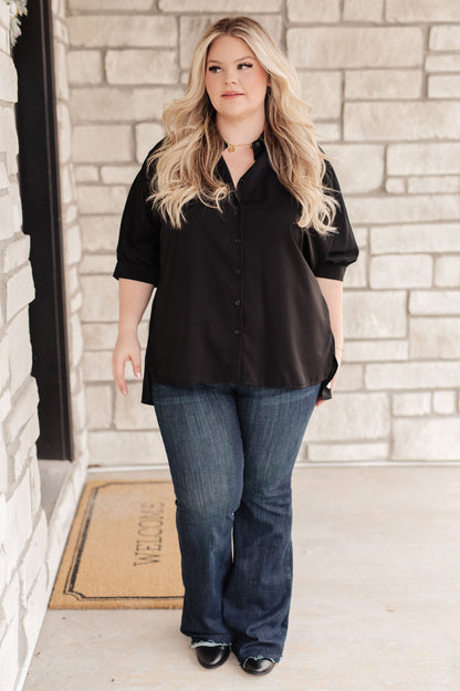 Oversized Puff Sleeve Button Down Shirt